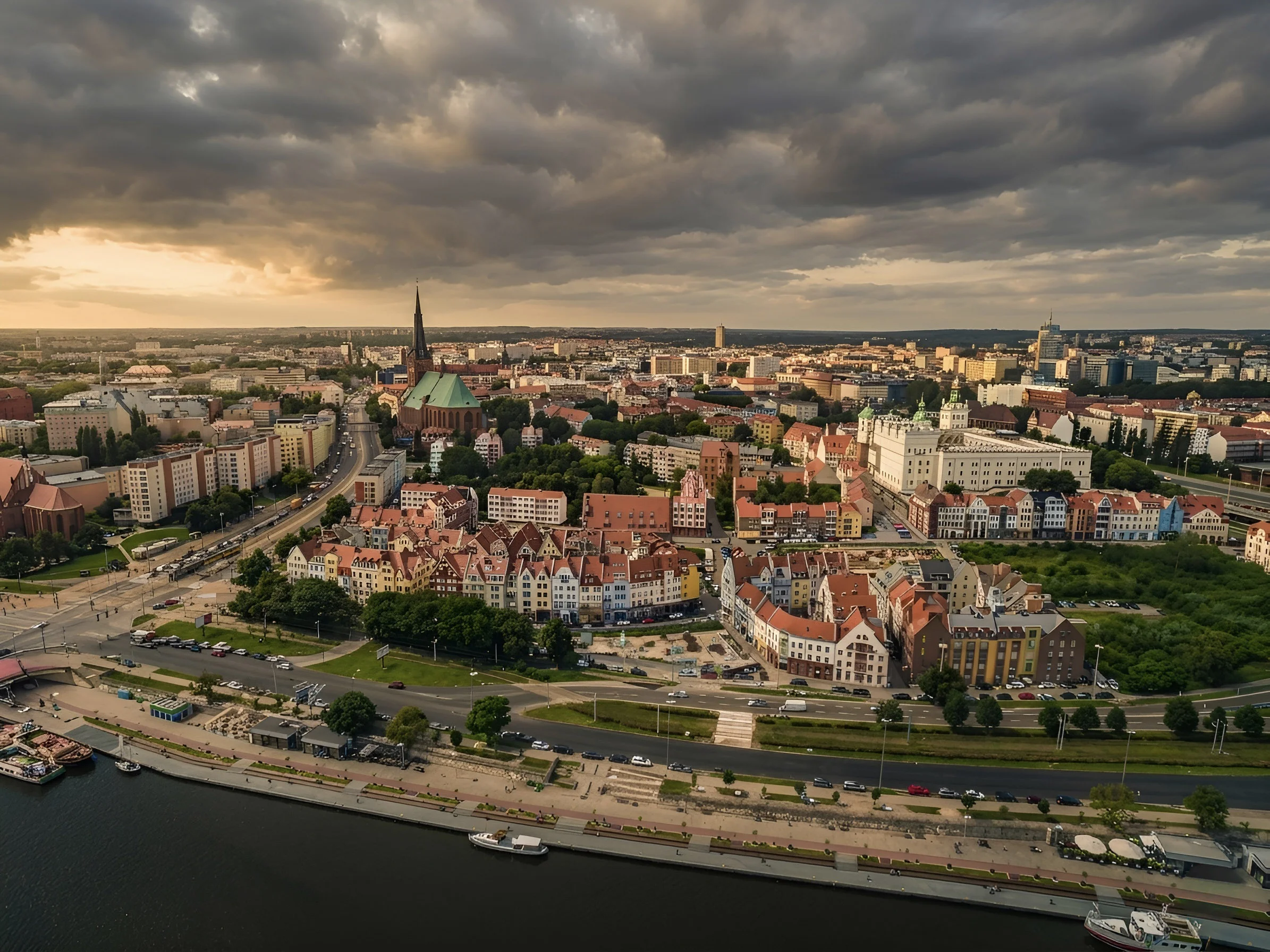 Szczecin waterfront panorama